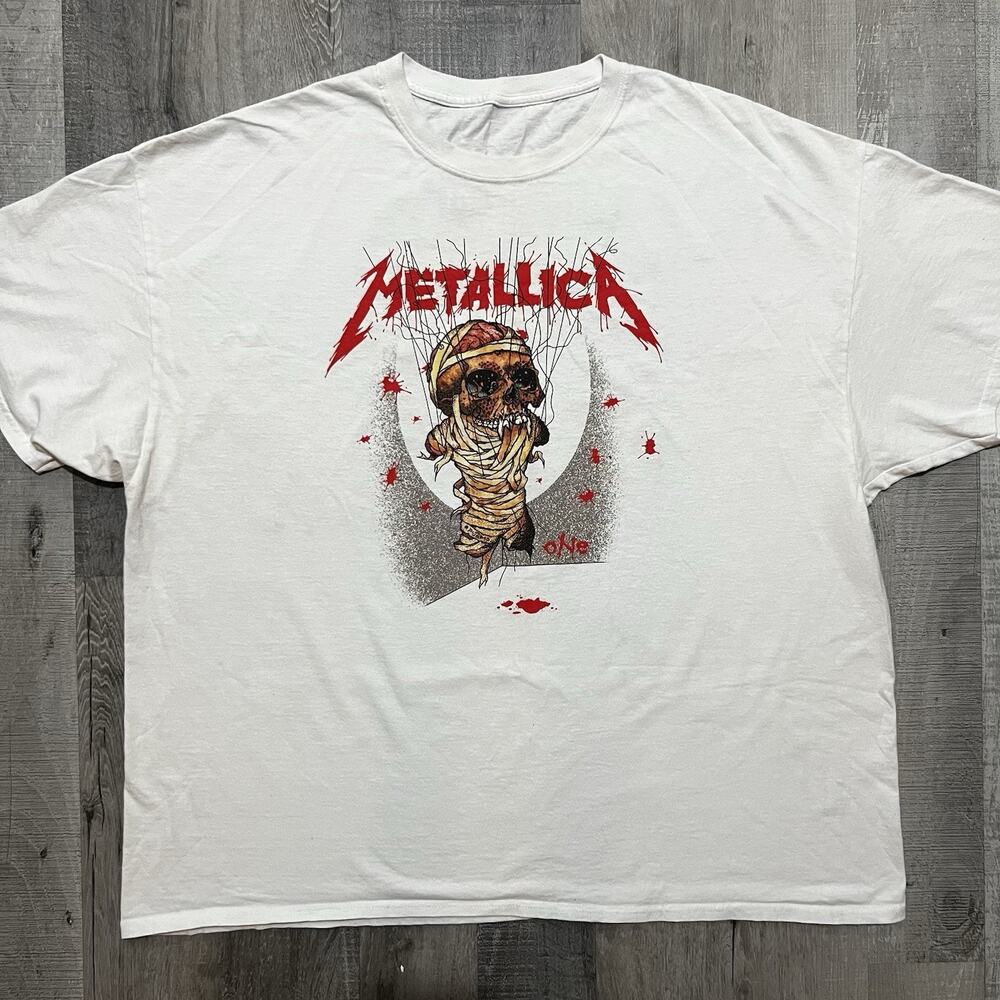 Metallica One T Shirt 2018 Landmine Band Tee White Size 2XL PusHead Double Sided